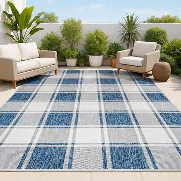 Sabine Traditional Farmhouse Bold Gingham Area Rug
